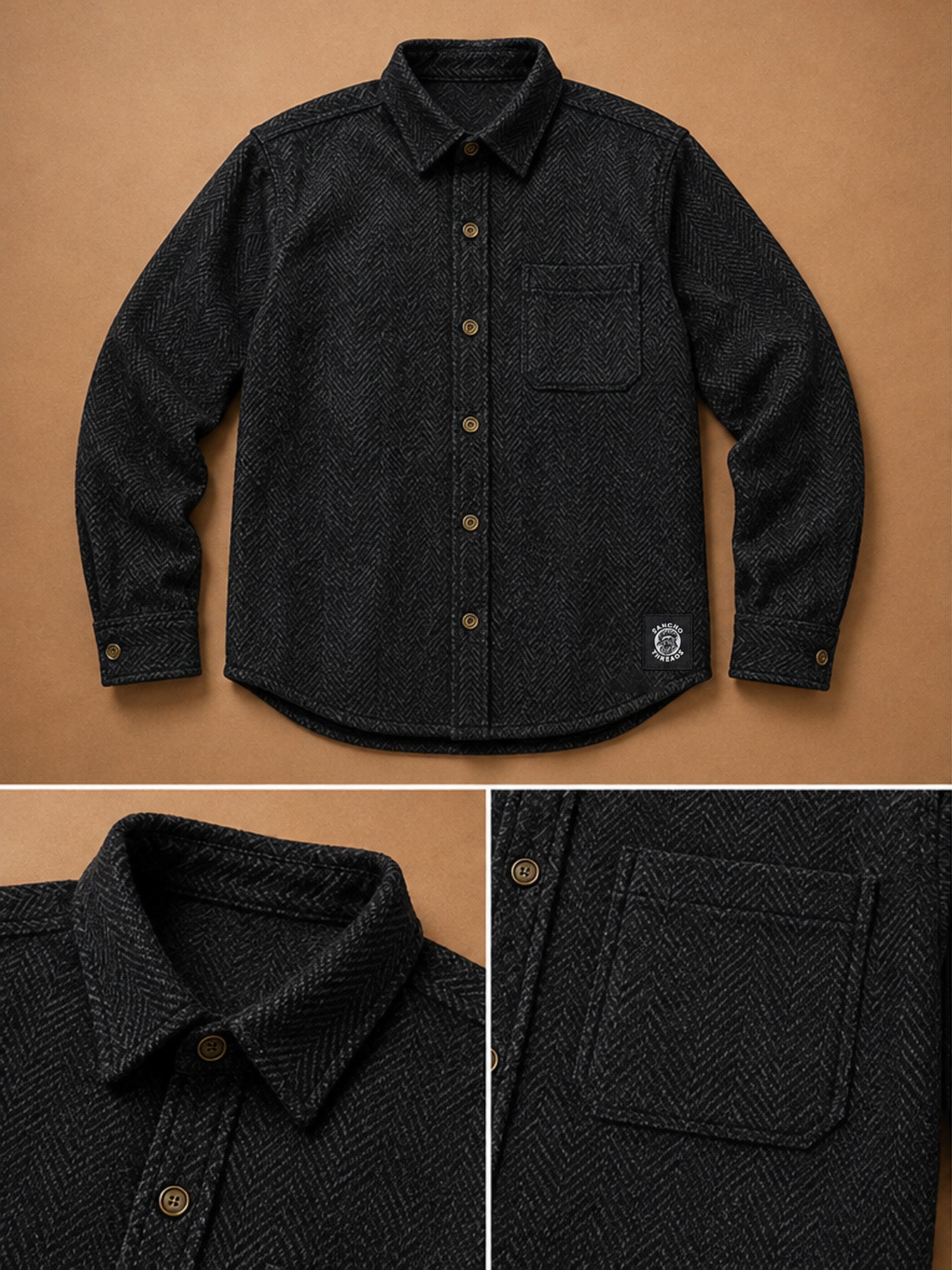 The Black Herringbone Flannel