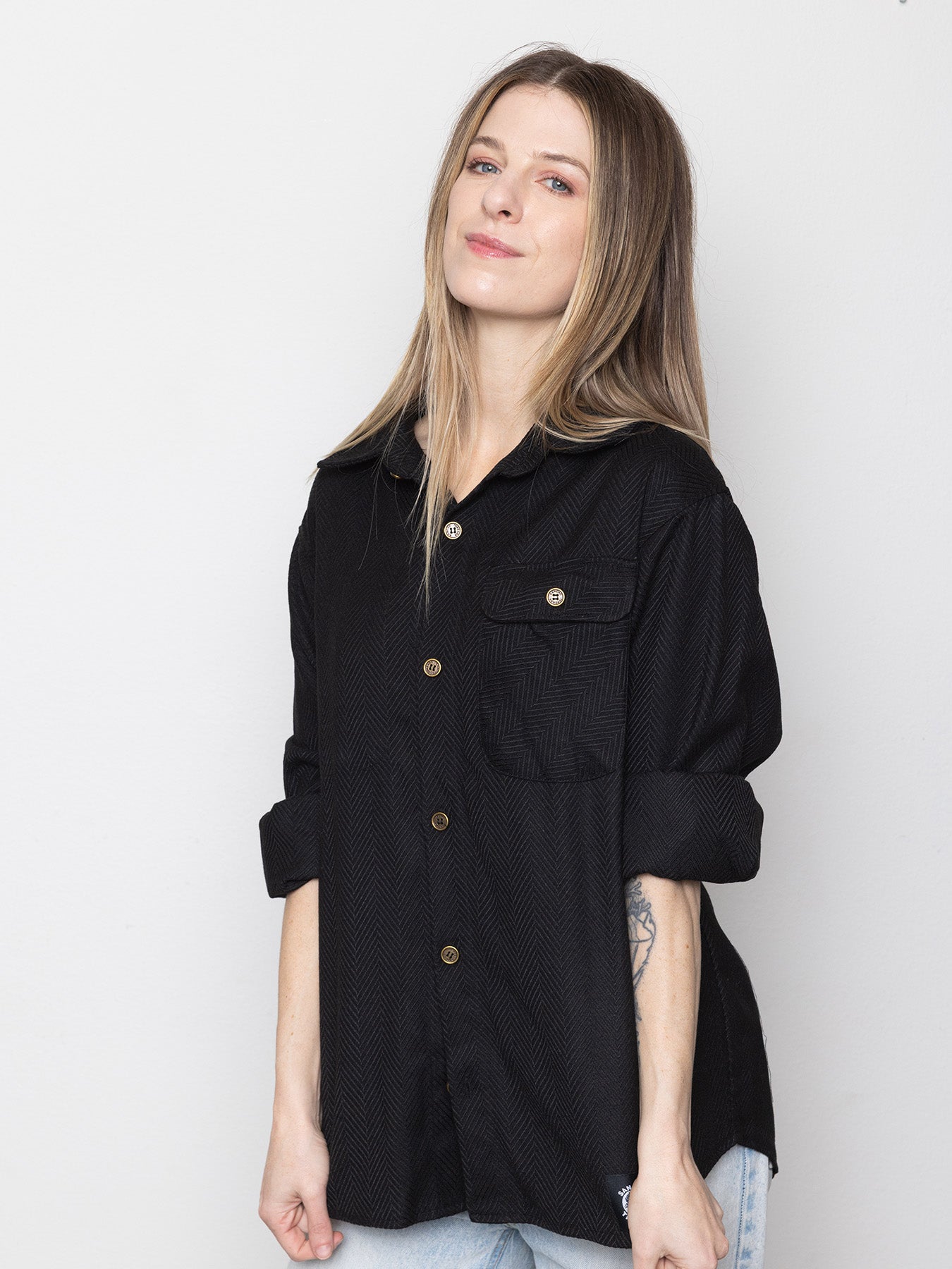 The Black Herringbone Flannel